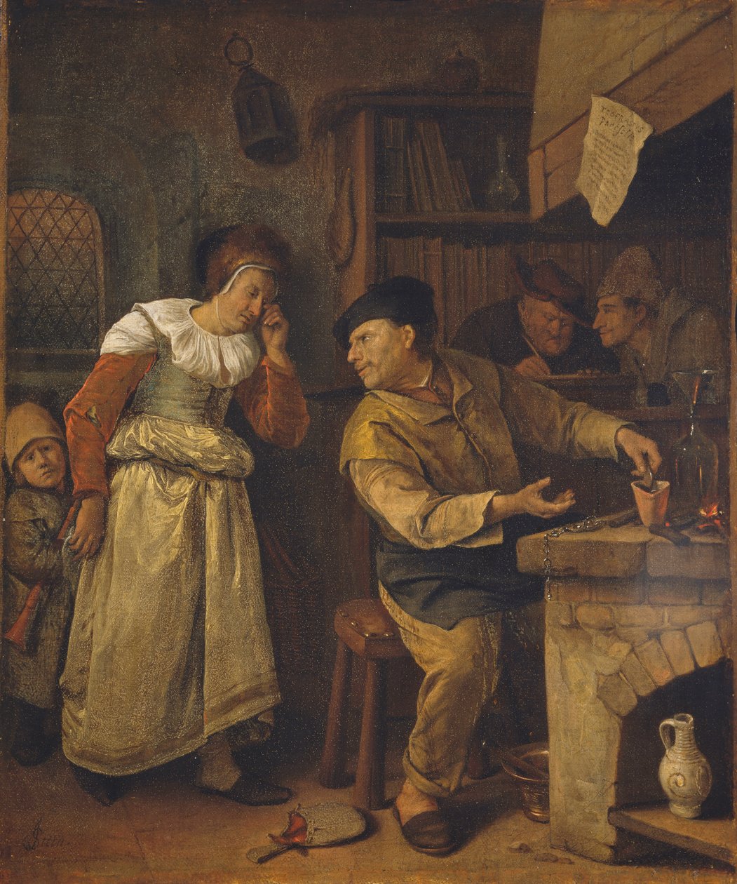 Ein Goldschmied schmilzt den Schmuck einer Frau in Anwesenheit eines Notars: Der Alchemist, ca. 1668-1670 von Jan Havicksz. Steen