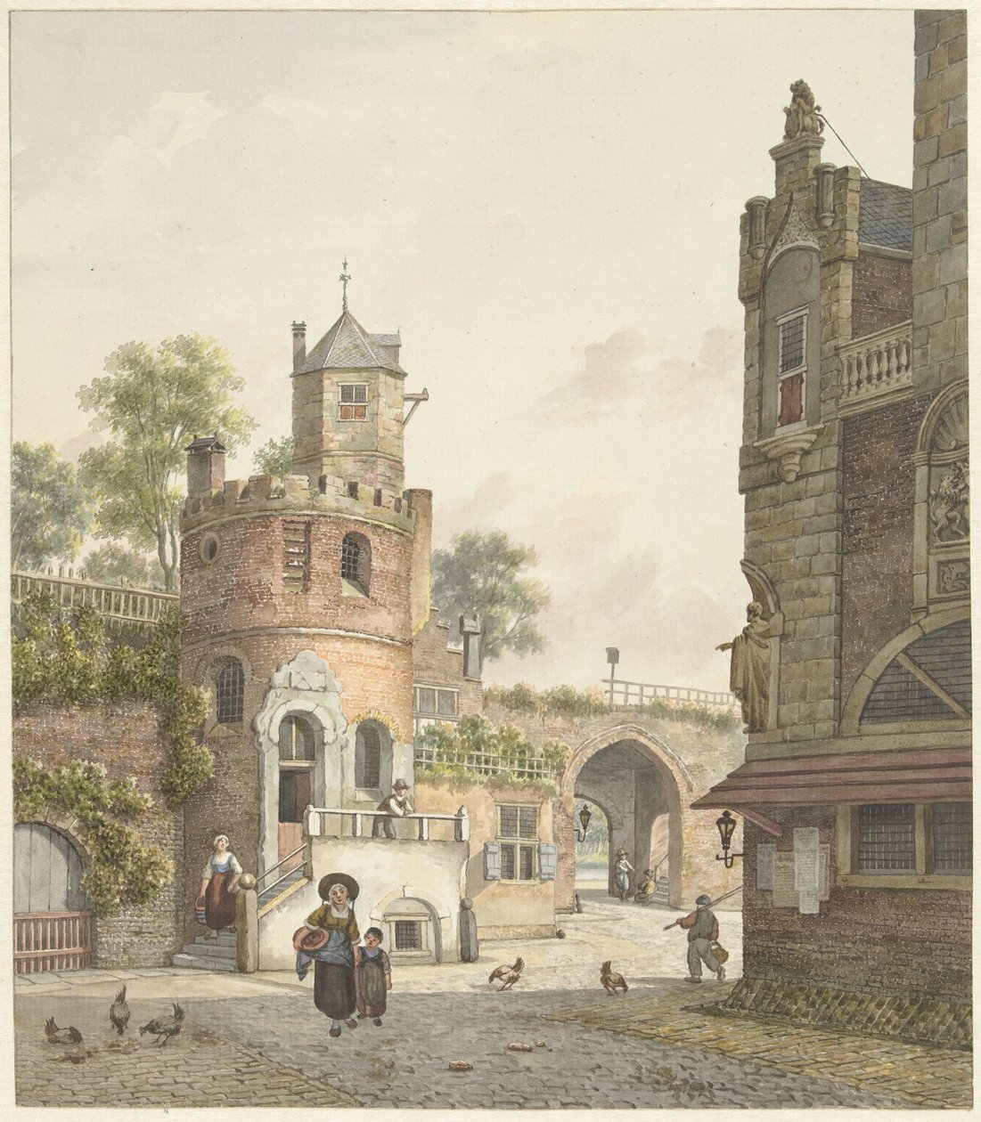 Stadtmauer mit einem Turm und einem Tor, von innen gesehen von Jan Hendrik Verheijen