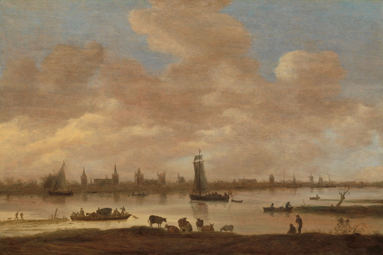 Ansicht einer imaginären Stadt über einen Fluss von Jan Josephsz van Goyen