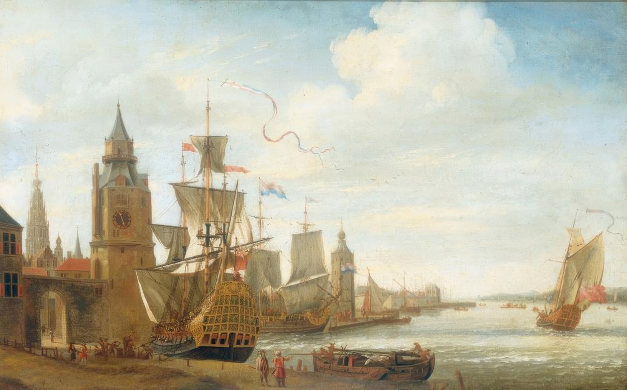 Capriccio mit Motiven des Hafens von Antwerpen von Jan Karel Donatus van Beecq