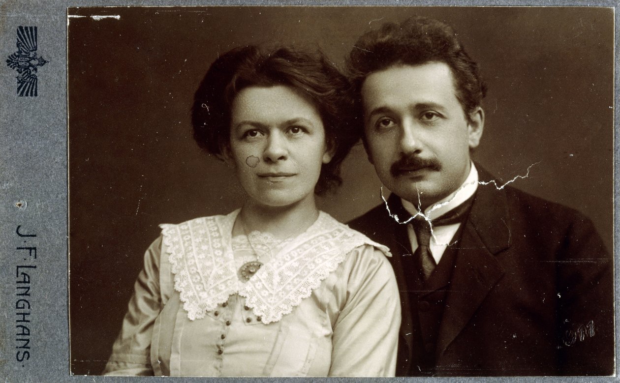 Carte-de-visite Porträtfotografie von Albert Einstein und Mileva Einstein-Maric, 1911 von Jan Langhans