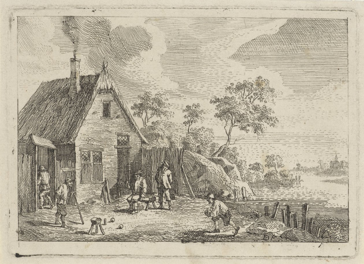 Bauern spielen Boule von Jan Lauwryn Krafft (I) (possibly)