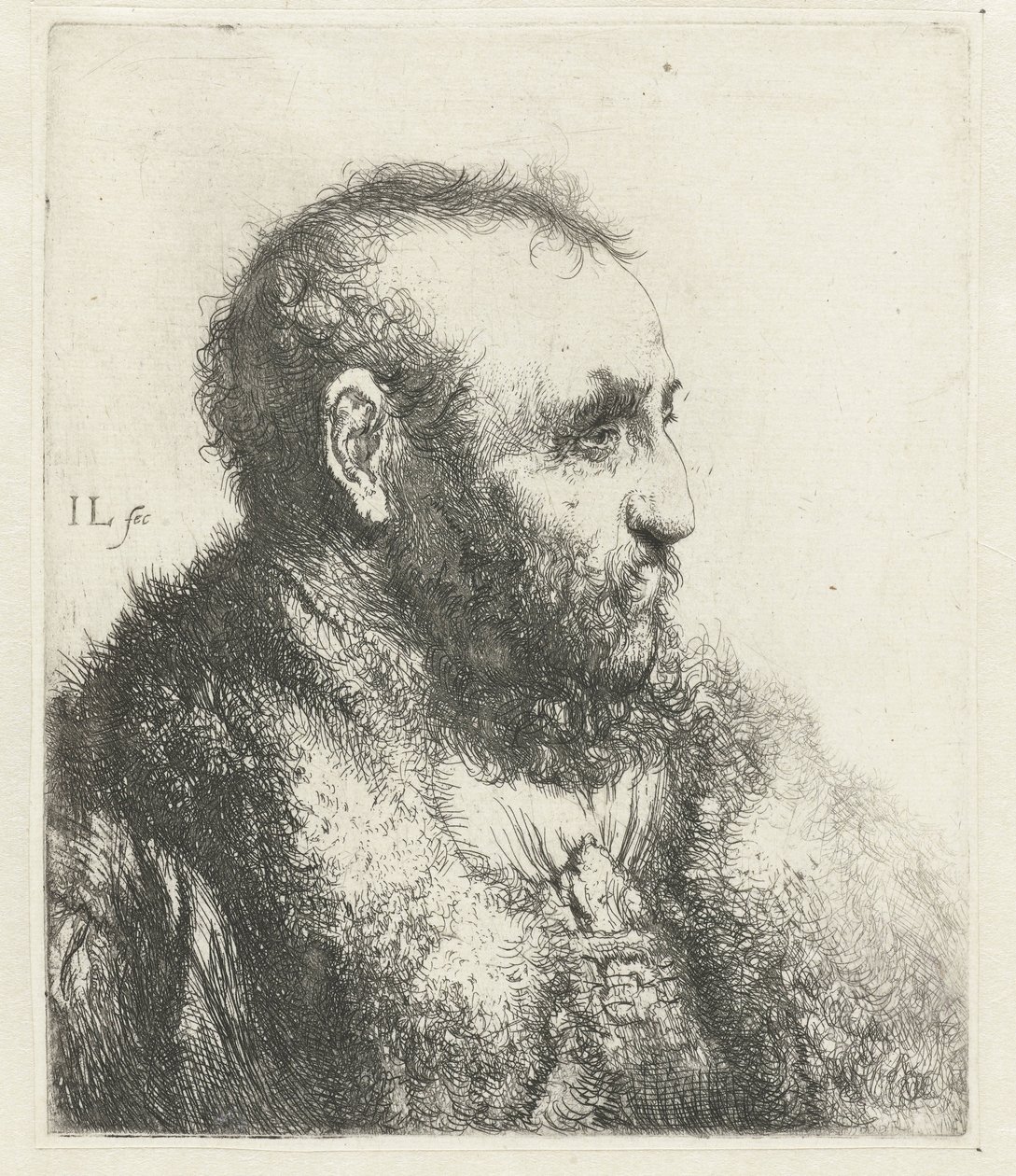 Büste eines alten Mannes mit Pelzmantel von Jan Lievens