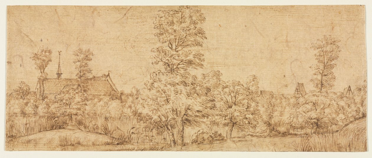 Bäume vor einem Dorf von Jan Lievens
