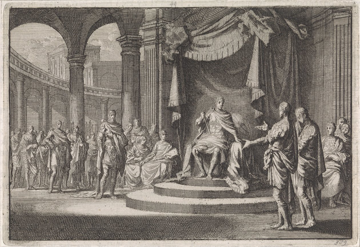 Alexander und Aristobulus rechtfertigen sich vor Kaiser Augustus von Jan Luyken