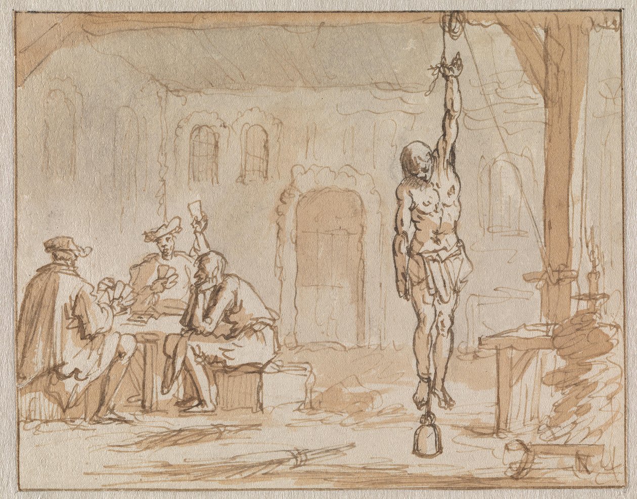 Geleyn de Schoenmaker wird 1572 in Breda gefoltert von Jan Luyken
