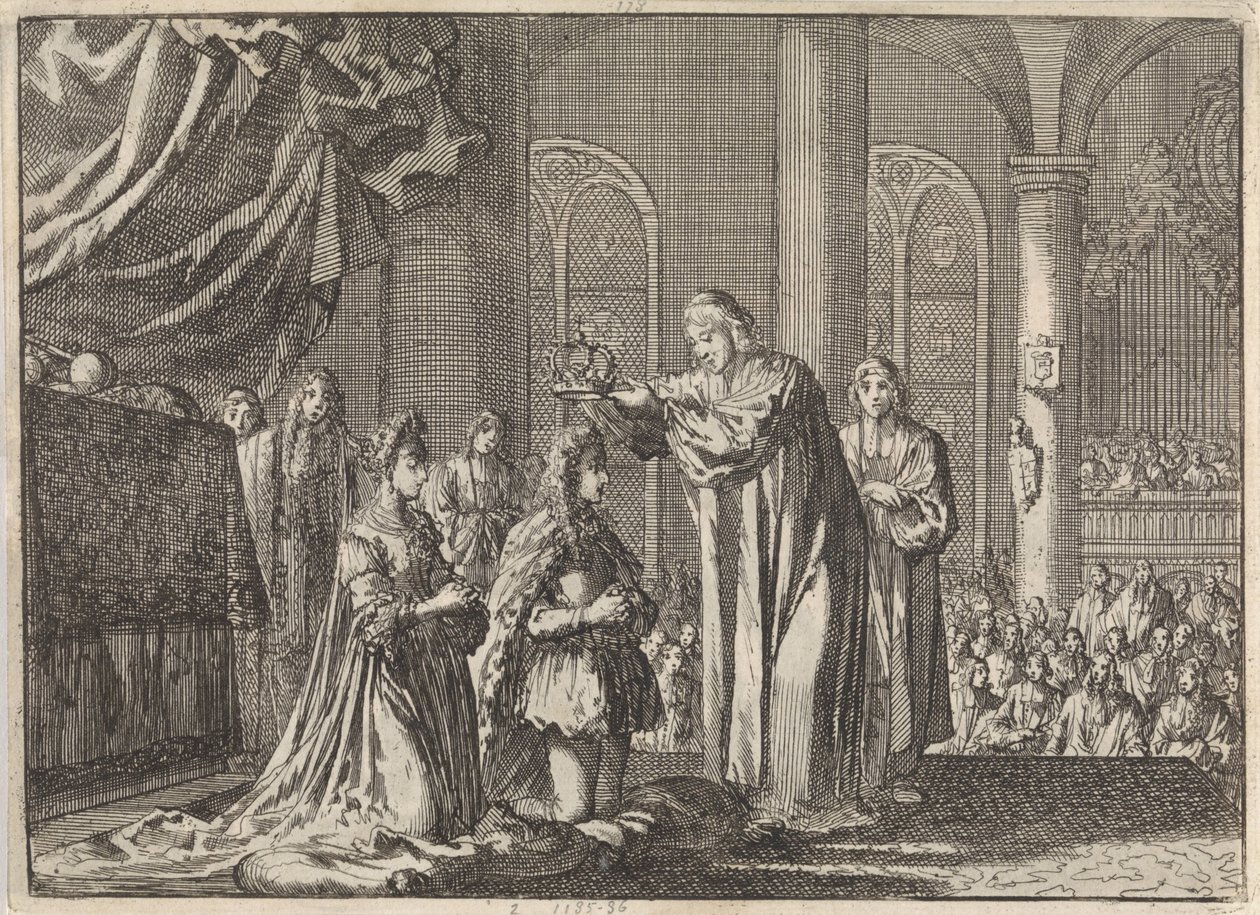 Krönung von Wilhelm III. und Maria II. Stuart durch den Erzbischof von Canterbury, 1689 von Jan Luyken