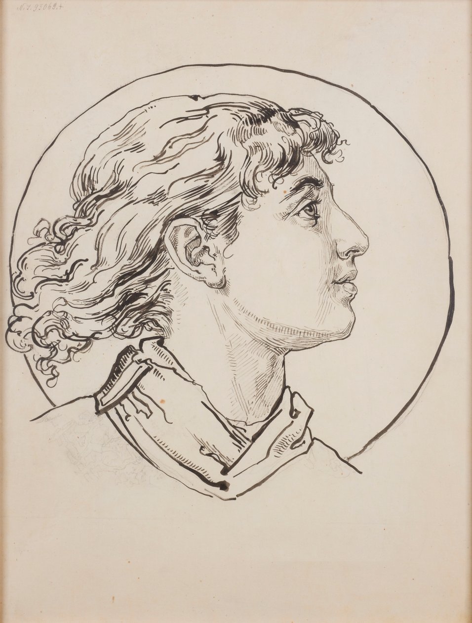 Kartonskizze für die Polychromie der Marienkirche - Kopf eines Engels von Jan Matejko