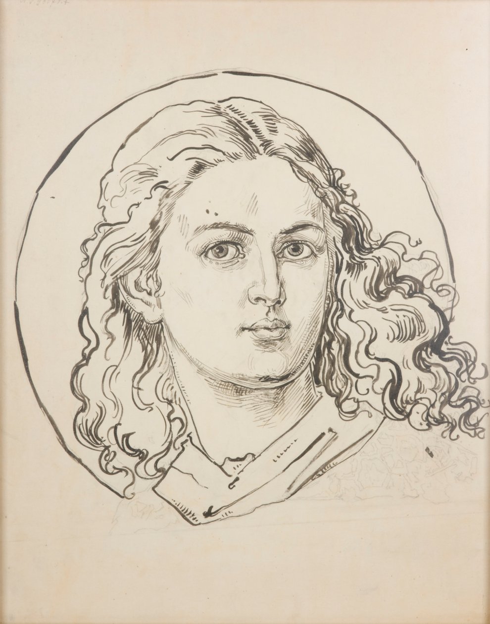 Kartonskizze für die Polychromie der Marienkirche - Engelskopf von Jan Matejko