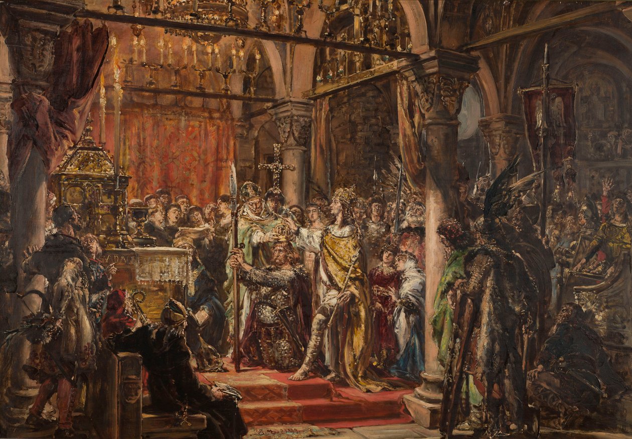 Krönung des ersten Königs. R.P. 1001 von Jan Matejko