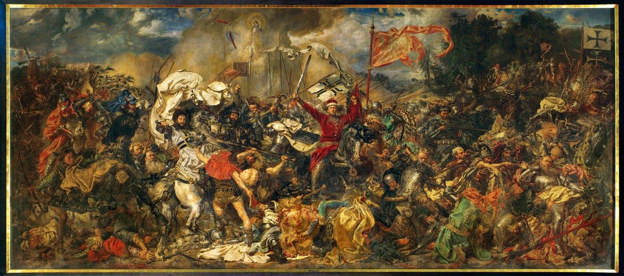 Die Schlacht von Grunwald, in der eine polnisch-litauische Armee unter der Führung des polnischen Königs Wladyslaw II. Jagiello von Jan Matejko