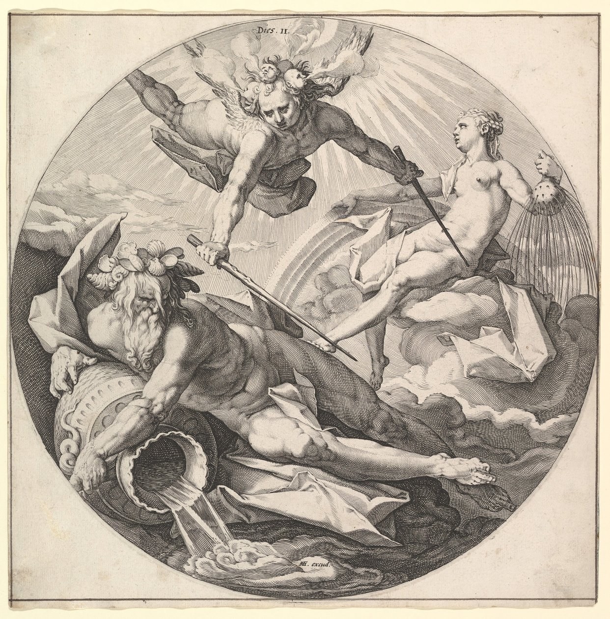 Der zweite Tag stirbt II, aus der Serie Die Schöpfung der Welt, ca. 1594 von Jan Muller