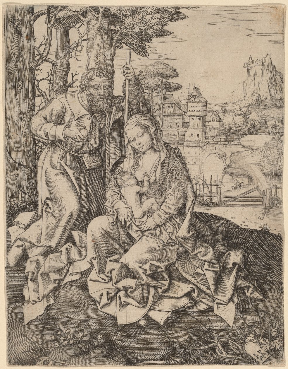 Die Heilige Familie in einer Landschaft von Jan Rombouts the Elder