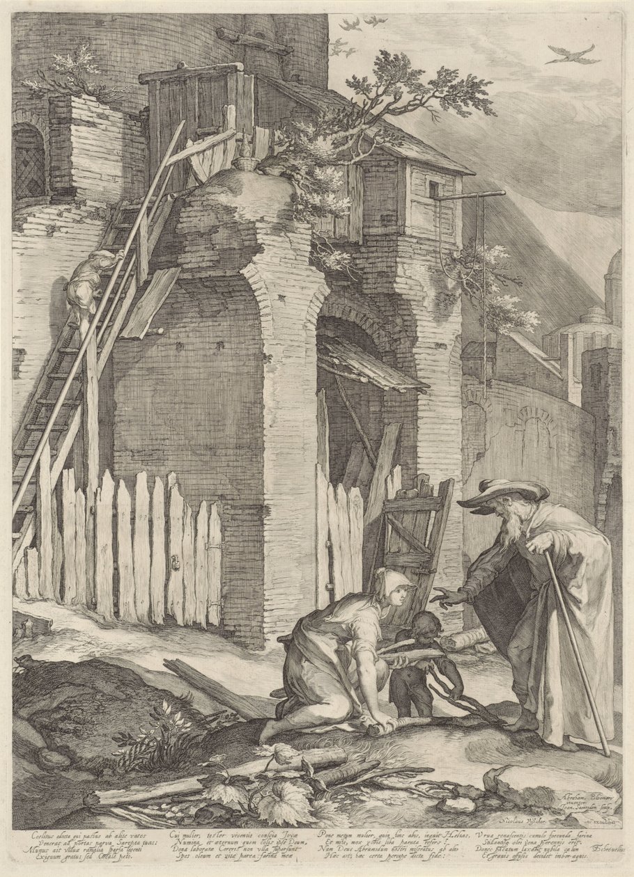 Elia trifft die Witwe von Sarefat von Jan Saenredam