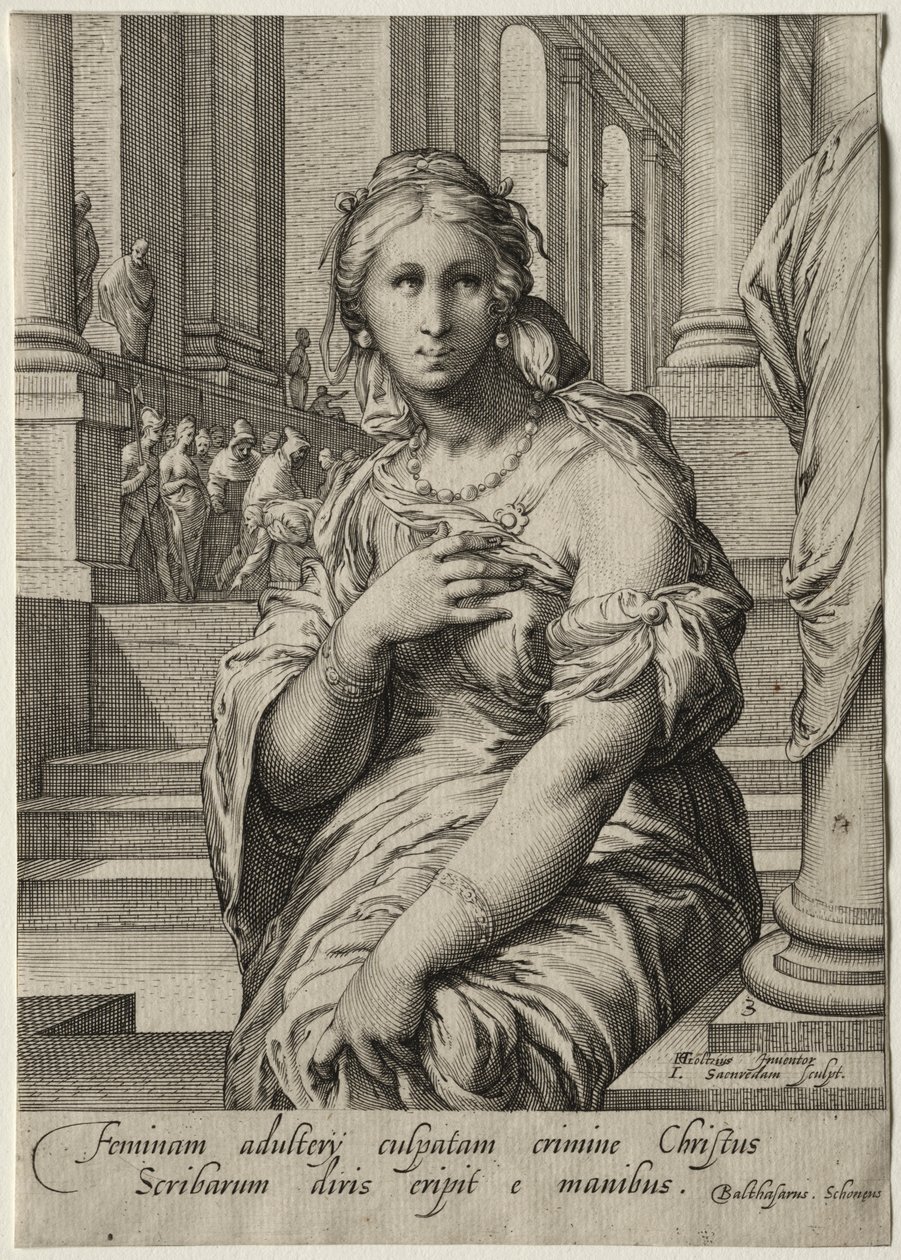 Heldinnen des Neuen Testaments: Die Ehebrecherin von Jan Saenredam