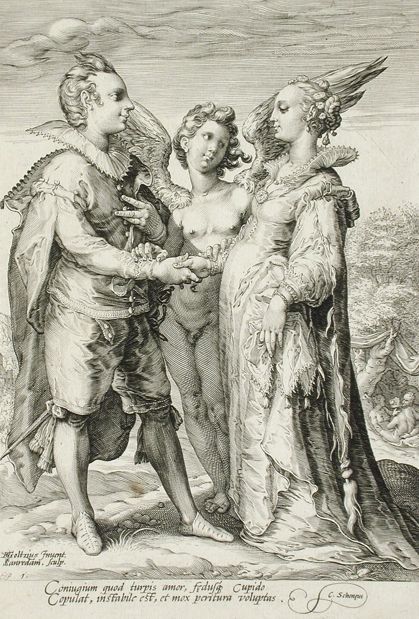 Ehe zum Vergnügen, Platte 1 der Ehe-Trilogie, um 1594 von Jan Saenredam