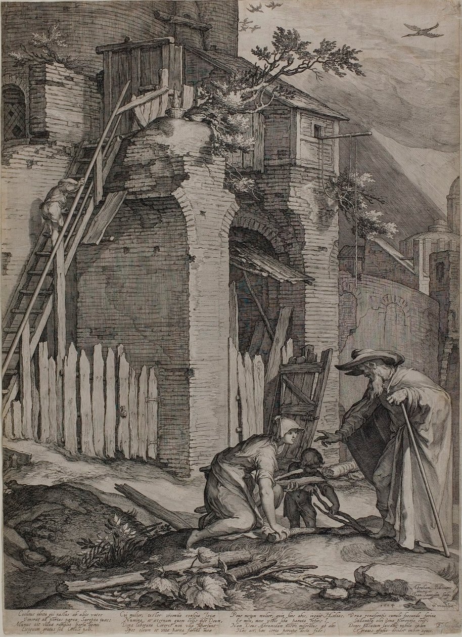 Der Prophet Elija kommt im Haus der Witwe von Sarepta an von Jan Saenredam