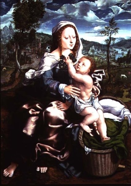 Madonna und Kind in einer weiten Landschaft von Jan Sanders van Hemessen