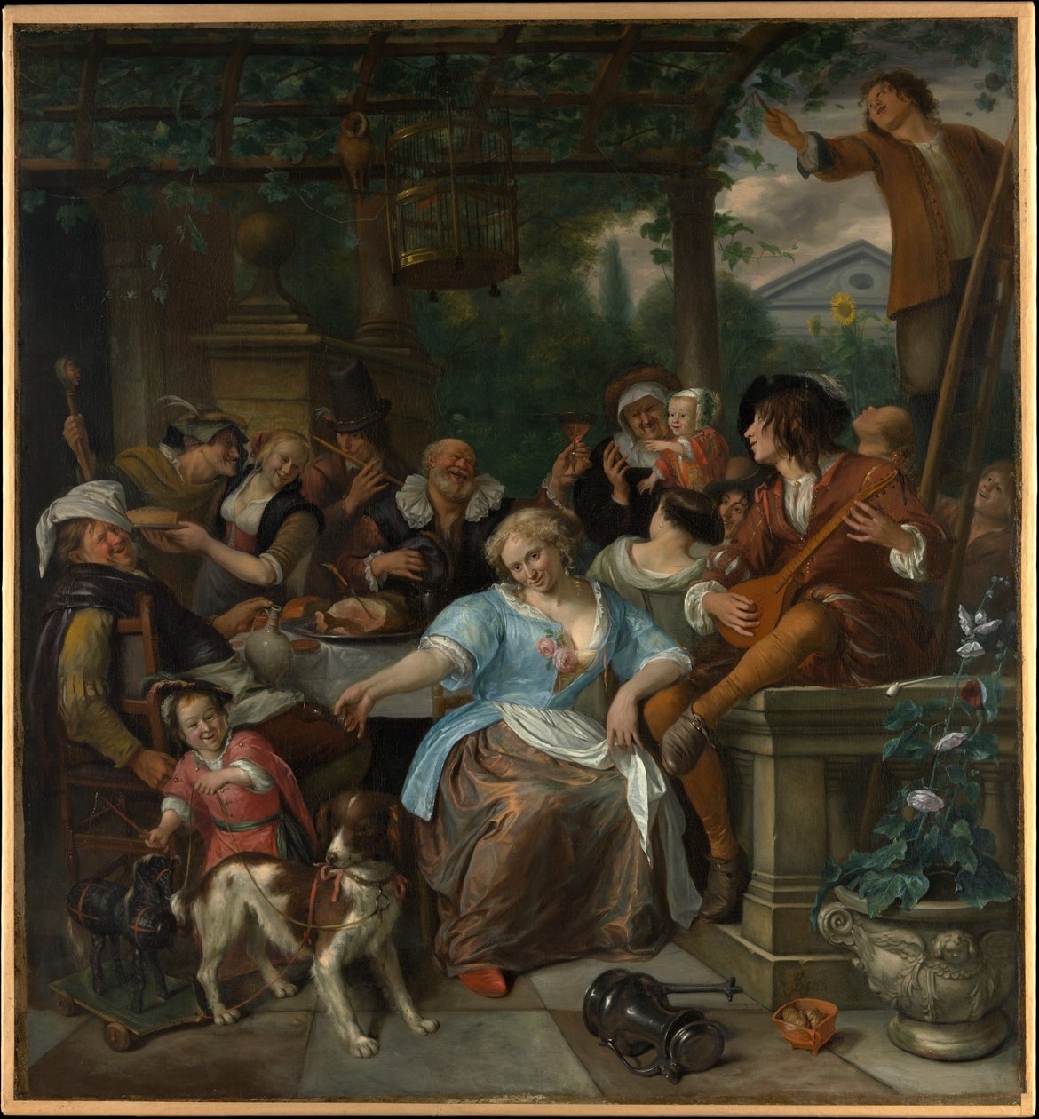 Fröhliche Gesellschaft auf einer Terrasse von Jan Steen