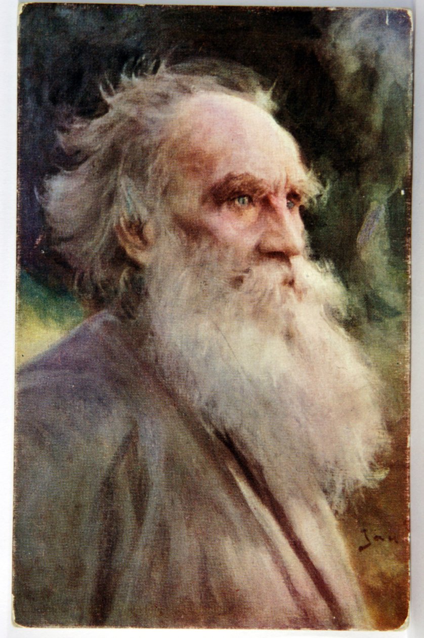 Literatur. Der russische Schriftsteller Leo Tolstoi. Postkarte von Jan Styka, Frankreich, ca. 1910 (Postkarte) von Jan Styka