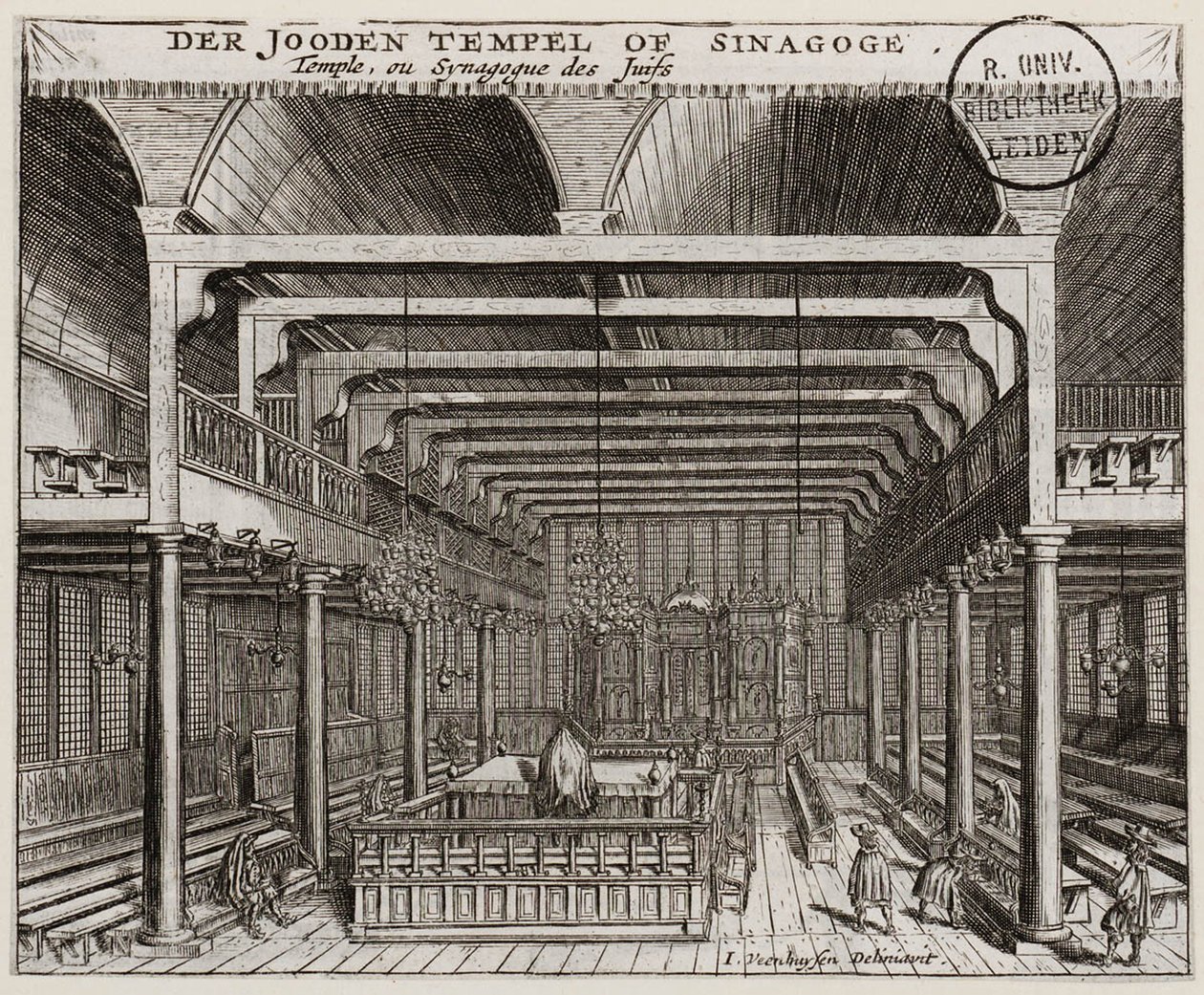 Innenraum der Portugiesischen Synagoge in Amsterdam von Jan Veenhuysen