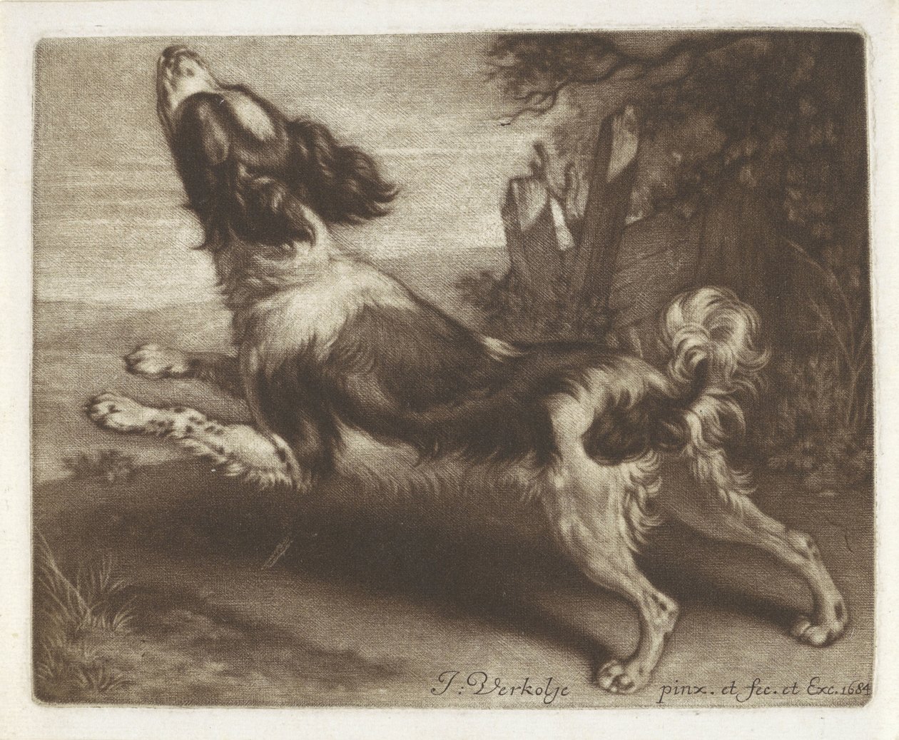 Rennender Hund, möglicherweise ein Spaniel von Jan Verkolje (I)