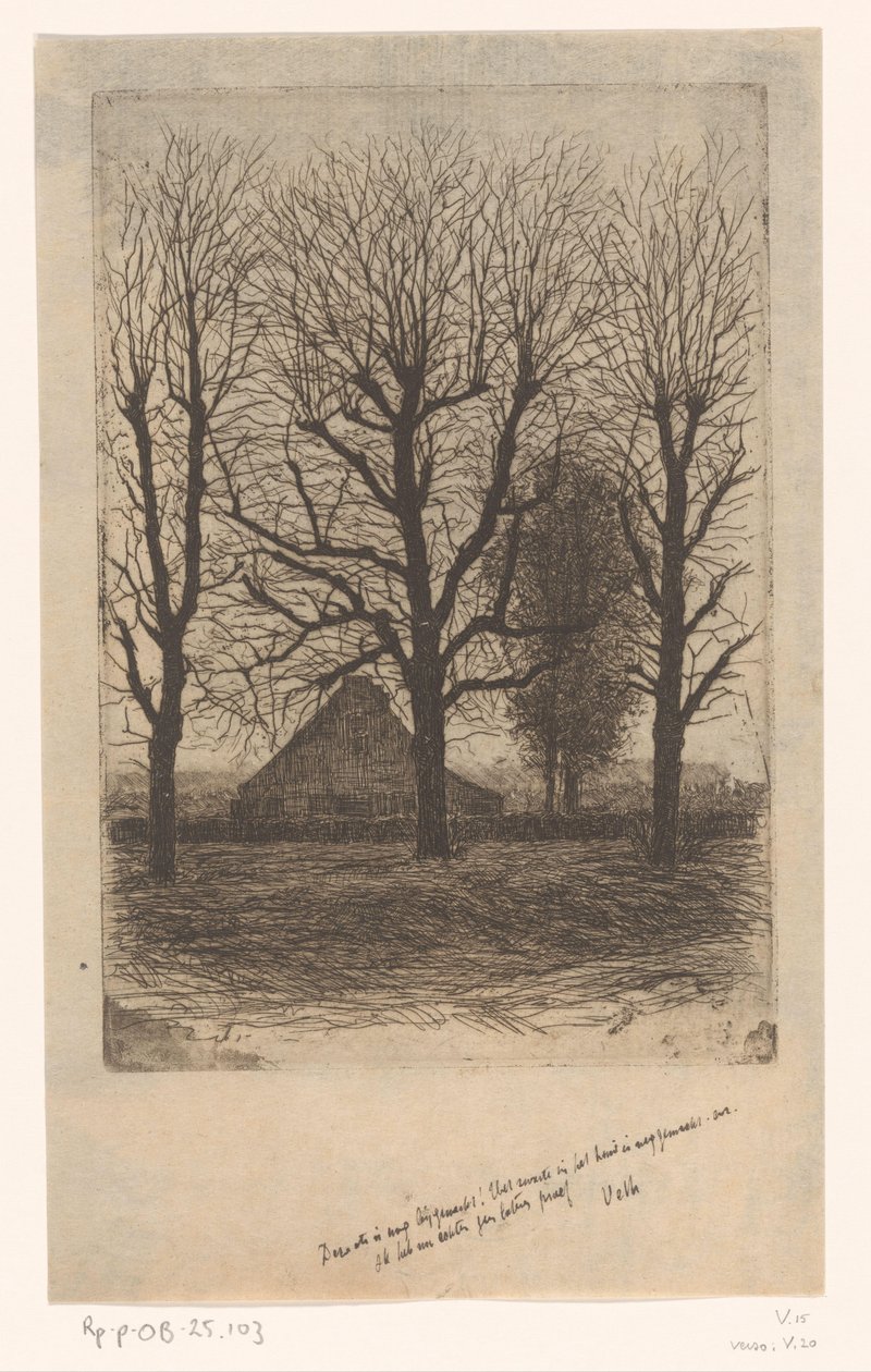 Bauernhof zwischen hohen Bäumen, Ewijkshoeve von Jan Veth (signed by artist)