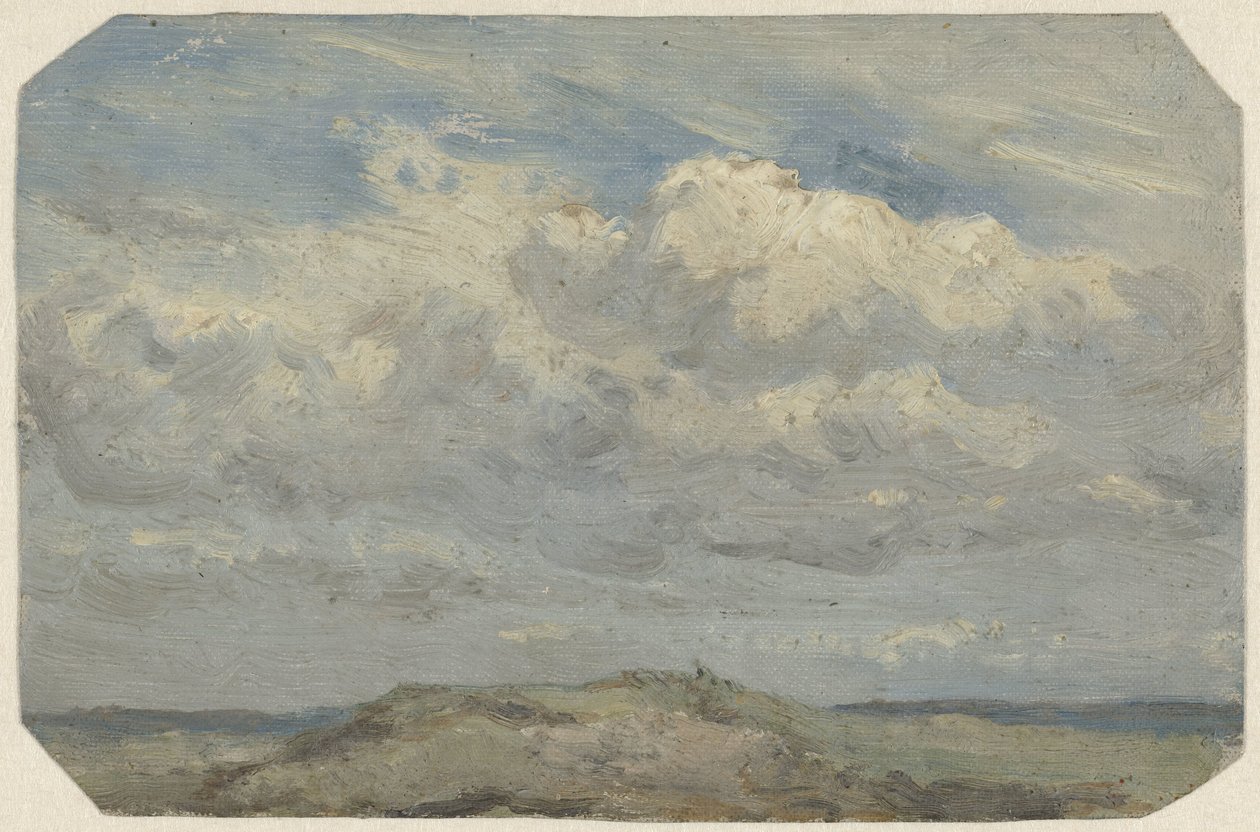 Dünenkuppe mit Meer im Hintergrund von Jan Willem van Borselen