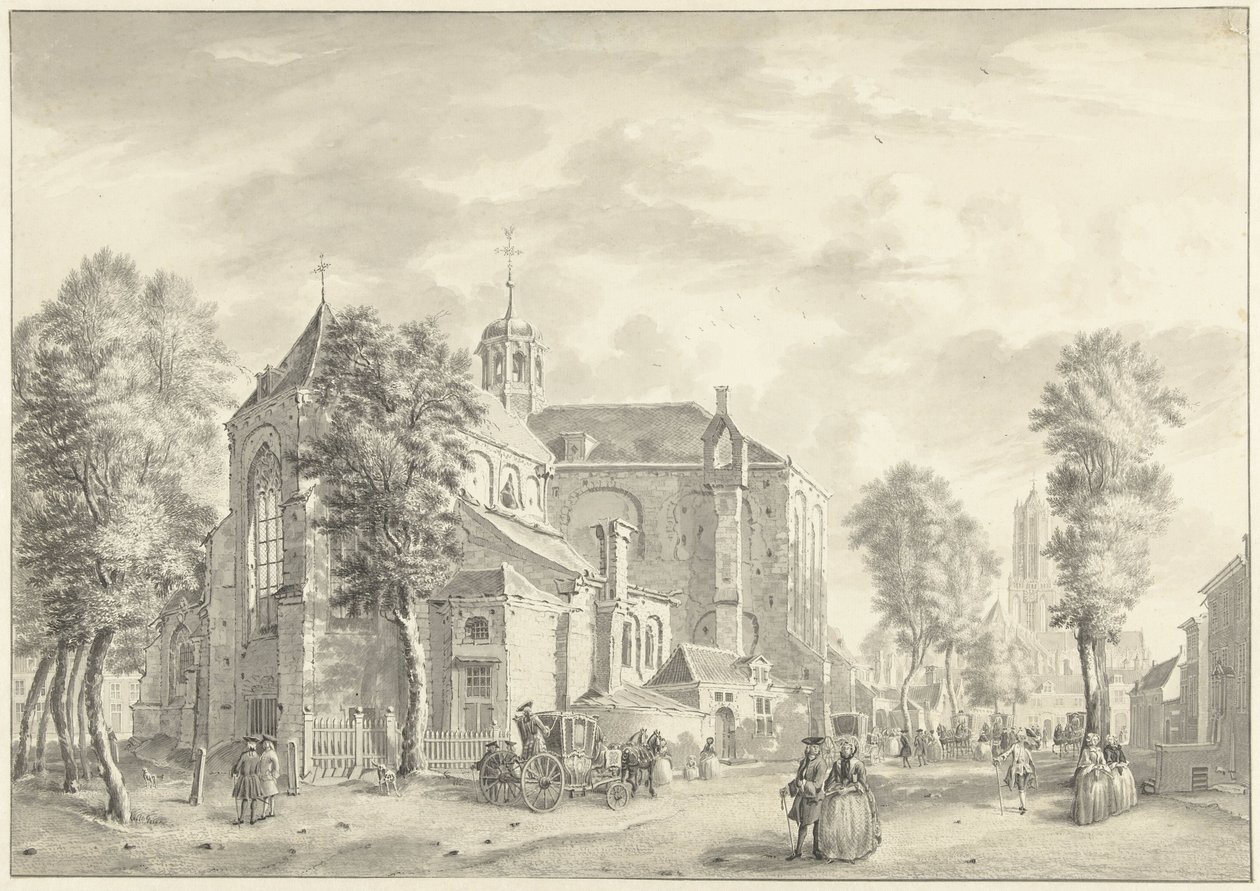 Pieterskerk in Utrecht mit dem Dom im Hintergrund von Jan de Beijer