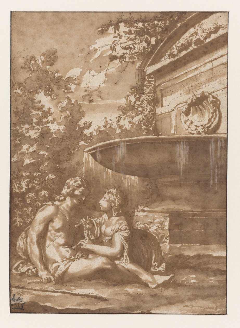 Idylle bei einem Brunnen von Jan de Bisschop