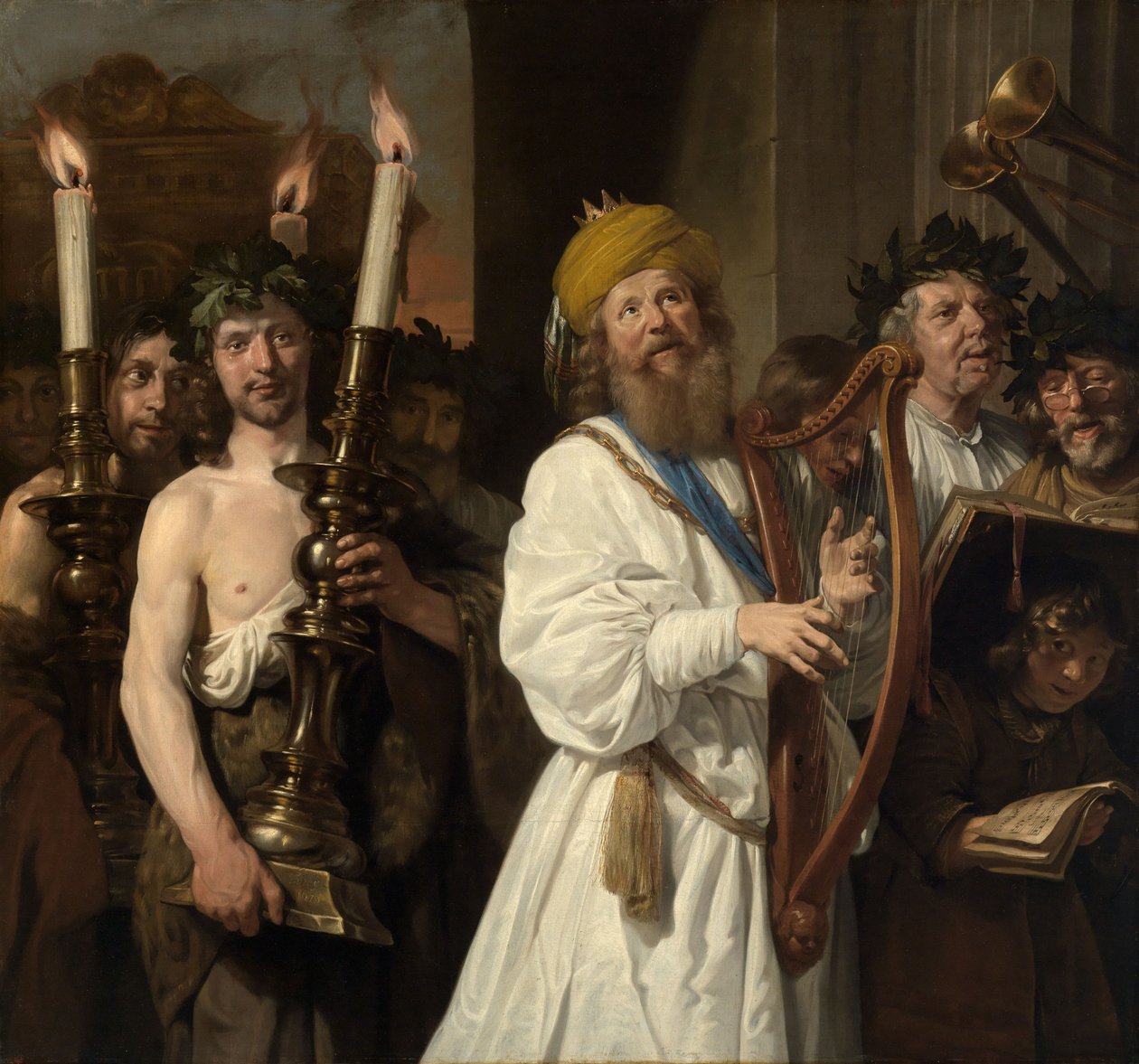 König David geleitet die Bundeslade nach Jerusalem von Jan de Bray