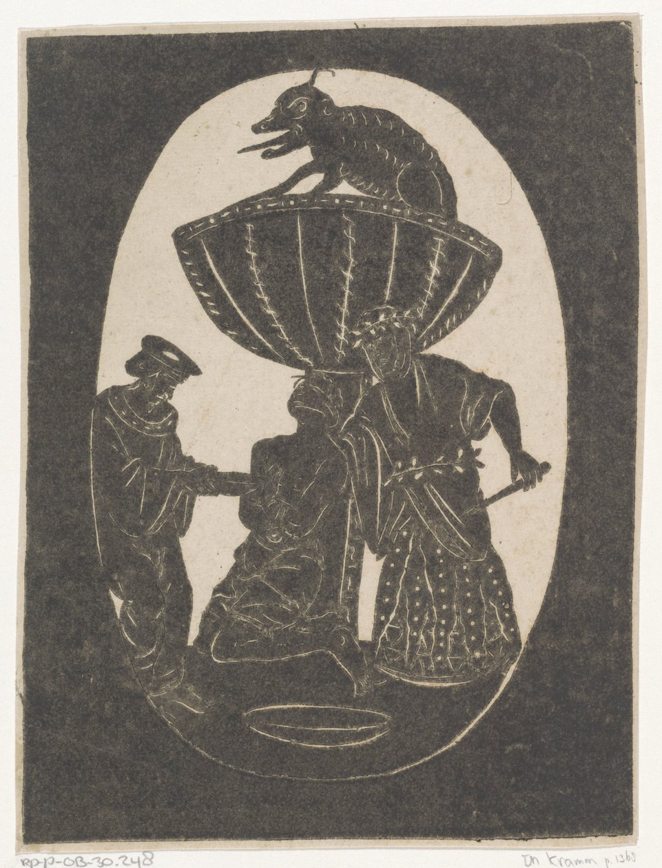 Silhouette von zwei Männern mit einem gefesselten Gefangenen von Jan de Ridder