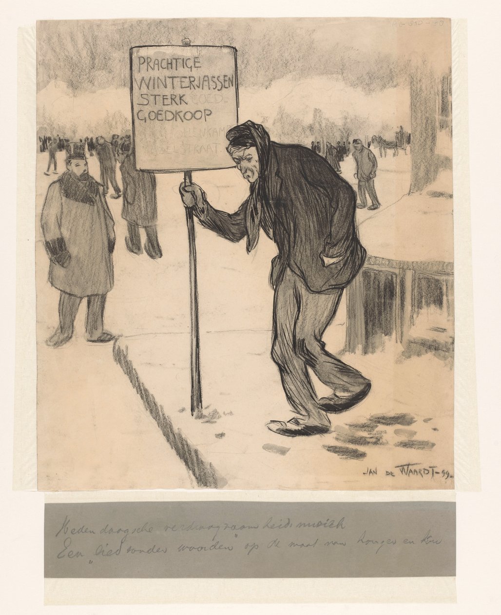 Straßenverkäufer mit Schild 