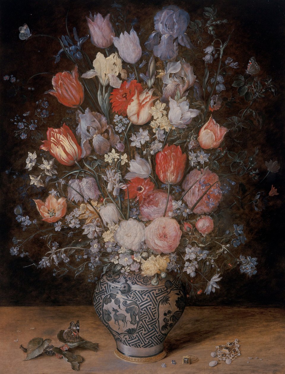Stillleben mit Blumen in einem Holztrog von Jan the Younger Brueghel