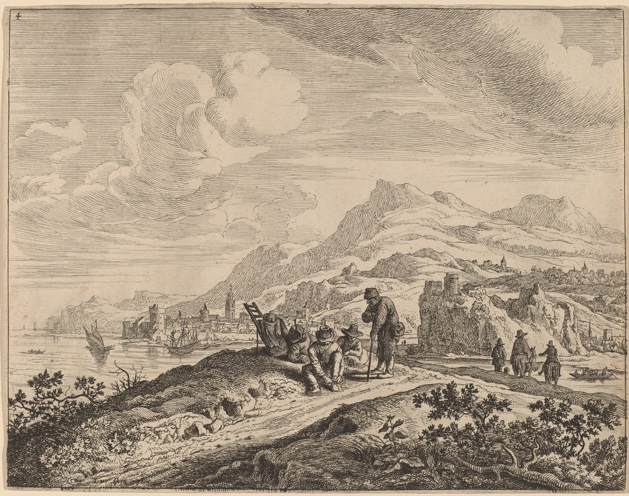 Blick auf den Rhein von Jan van Aken after Herman Saftleven