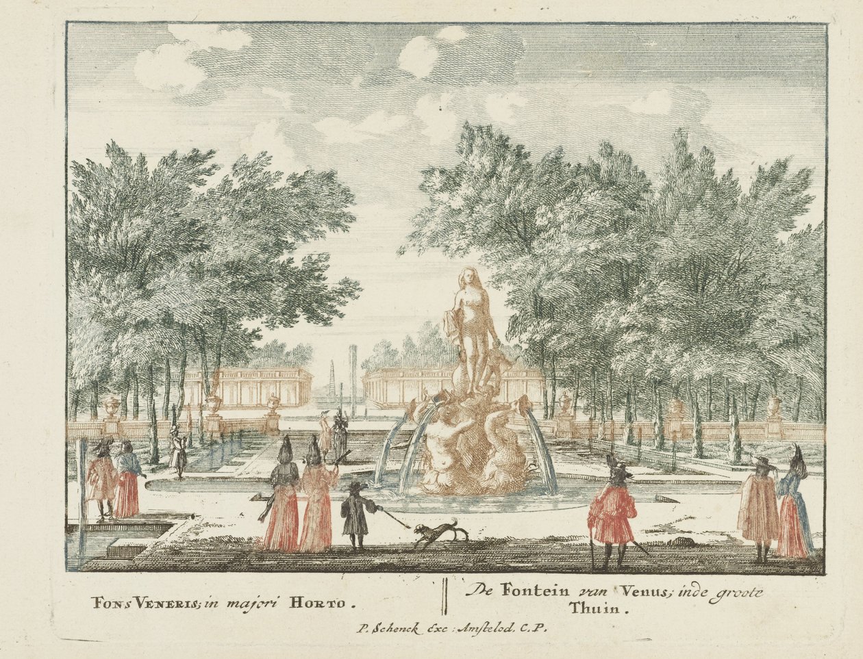 Der Venusbrunnen im großen Garten des Palastes Het Loo Ausgewählte Ansichten des berühmten Loo und anderer fürstlicher Häuser (Serientitel) Admirandorum quadruplex spectaculum (Serientitel) von Jan van Call (I)