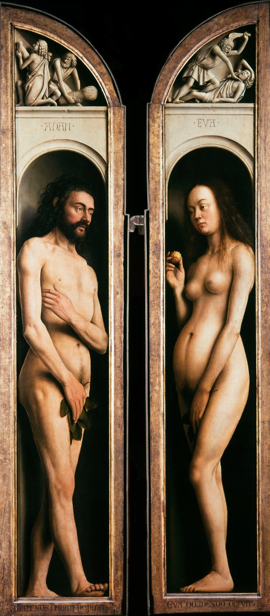 Der Genter Altar. Anbetung des mystischen Lammes: Adam und Eva von Jan van Eyck