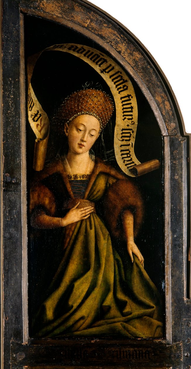 Der Genter Altar. Anbetung des mystischen Lammes: Kumanische Sibylle, 1432 von Jan van Eyck