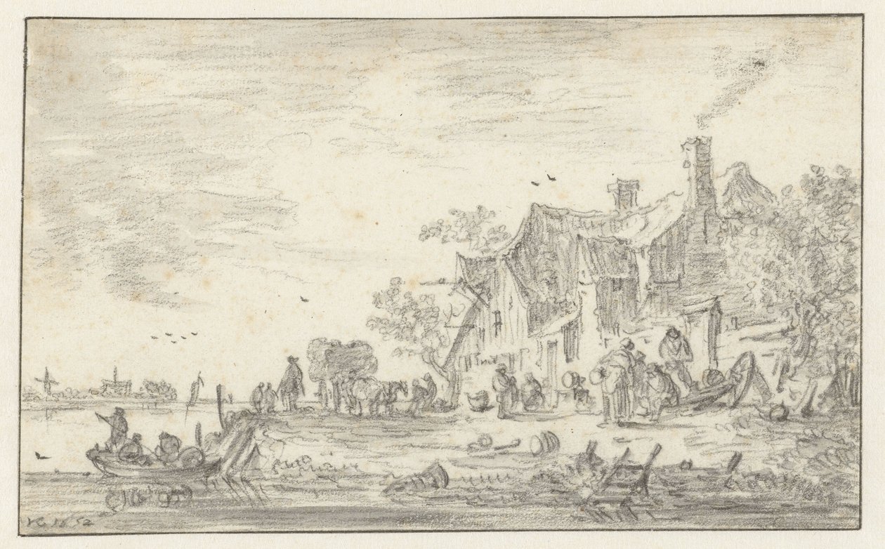 Bauernhof am Ufer eines Flusses von Jan van Goyen