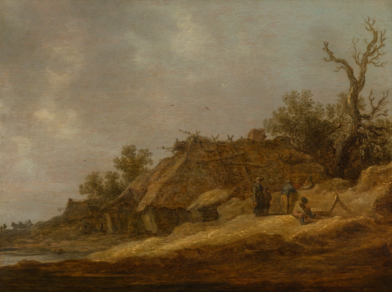 Verfallenes Bauernhaus mit Bauern von Jan van Goyen