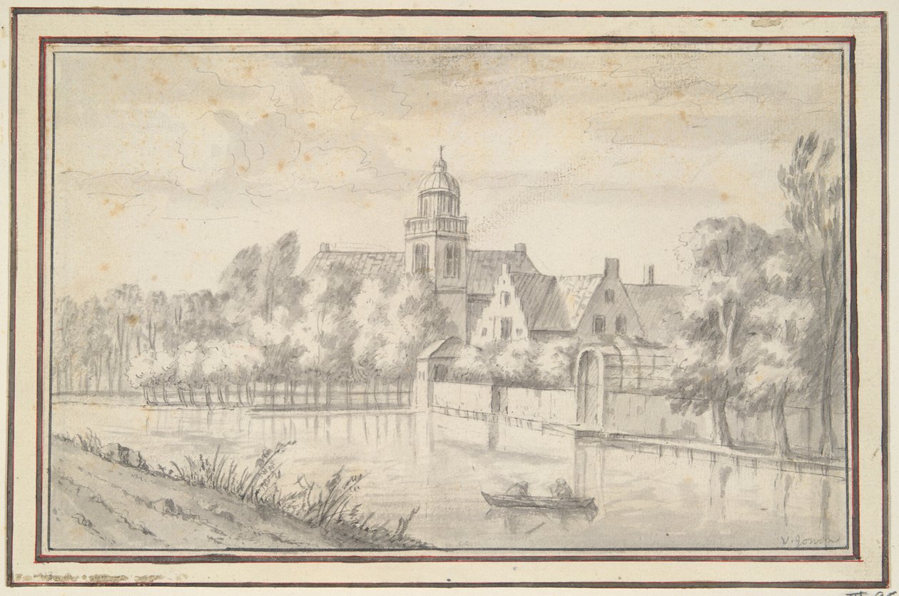 Ansicht von Schloss und Haus am Fluss von Jan van Goyen