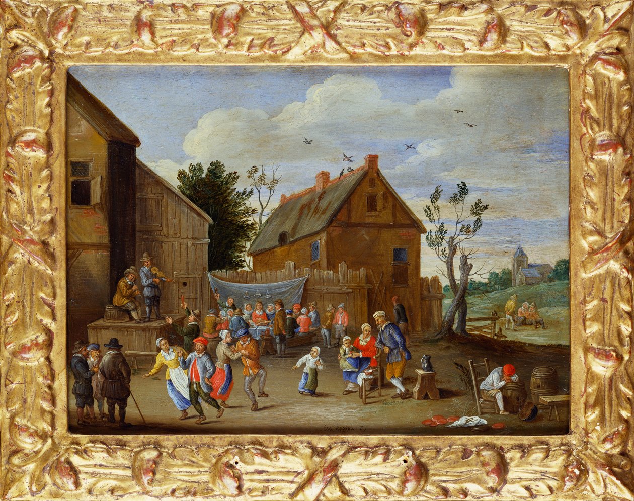 Ein Hochzeitsfest in einem Hof eines Gasthauses von Jan van Kessel