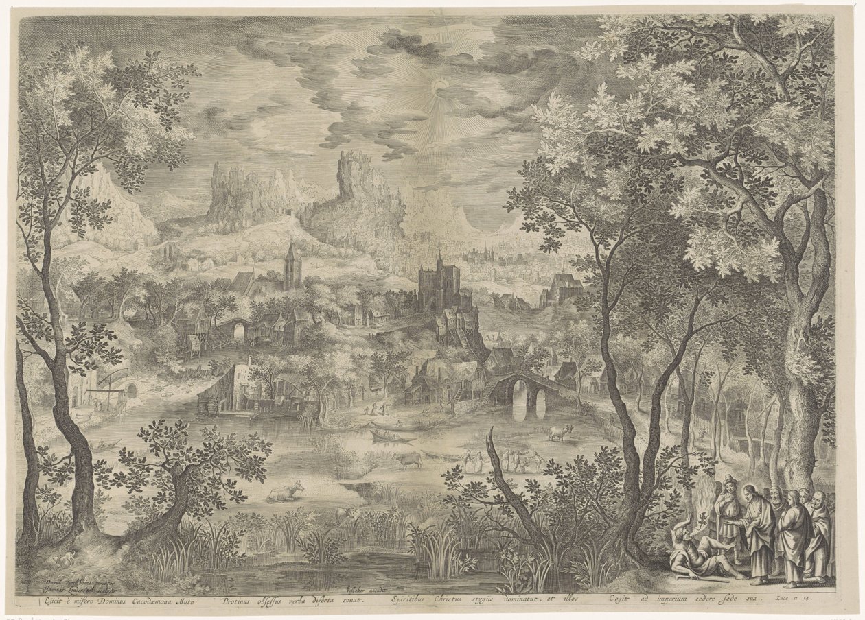 Landschaft mit Christus, der einen Dämon bei einem stummen Mann austreibt von Jan van Londerseel
