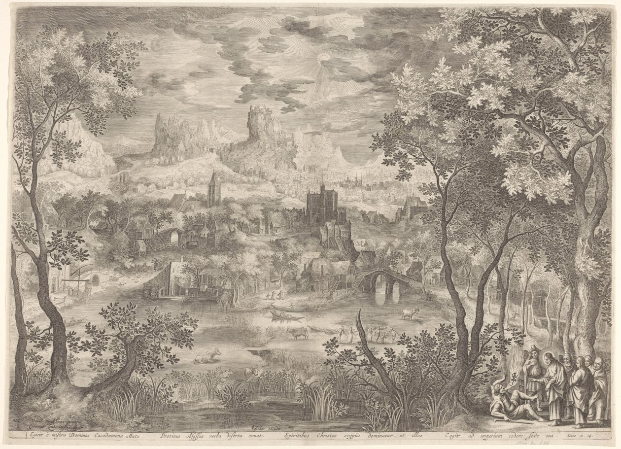 Landschaft mit Christus, der einen Dämon bei einem stummen Mann austreibt von Jan van Londerseel