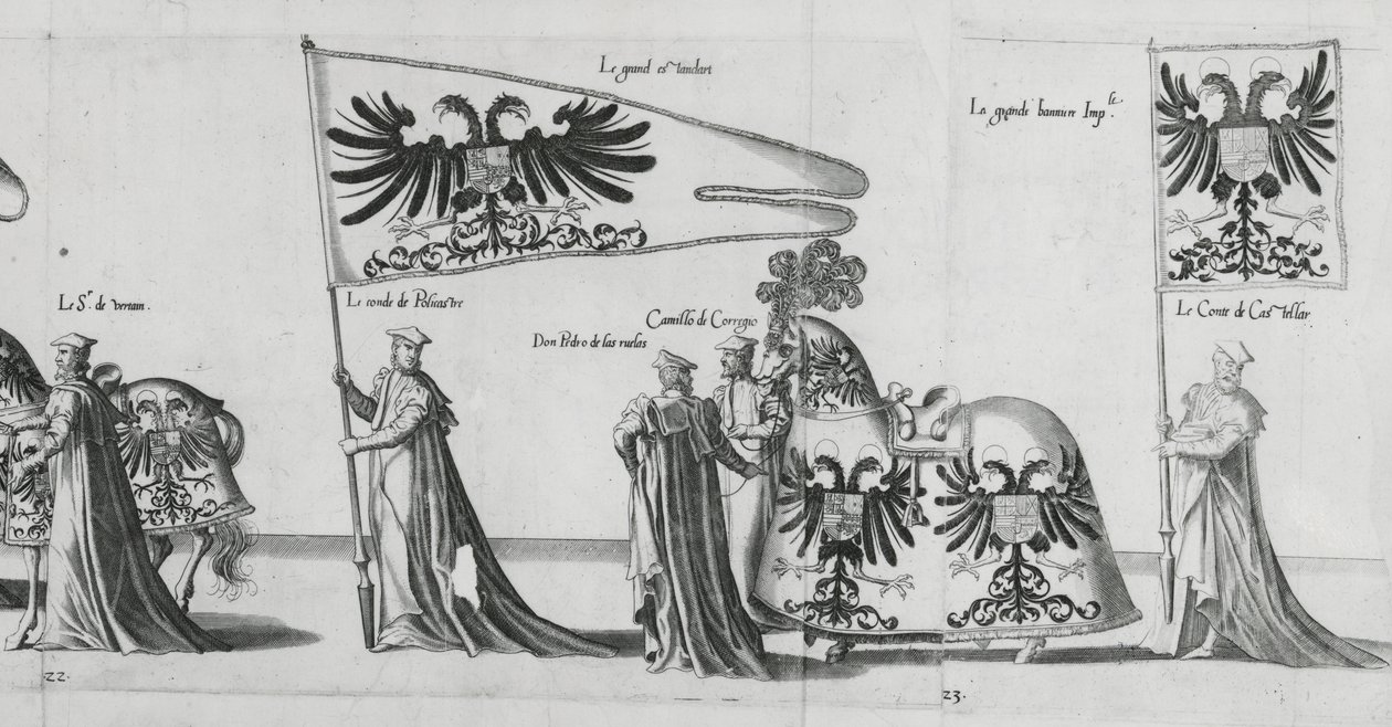 Banner bei der Trauerprozession von Kaiser Karl V., 1559 von Jan van and Doetechum Doetechum the elder