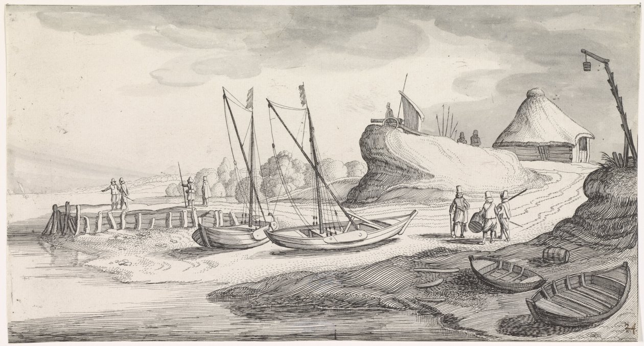 Boote an einem Flussufer von Jan van de Velde (II)