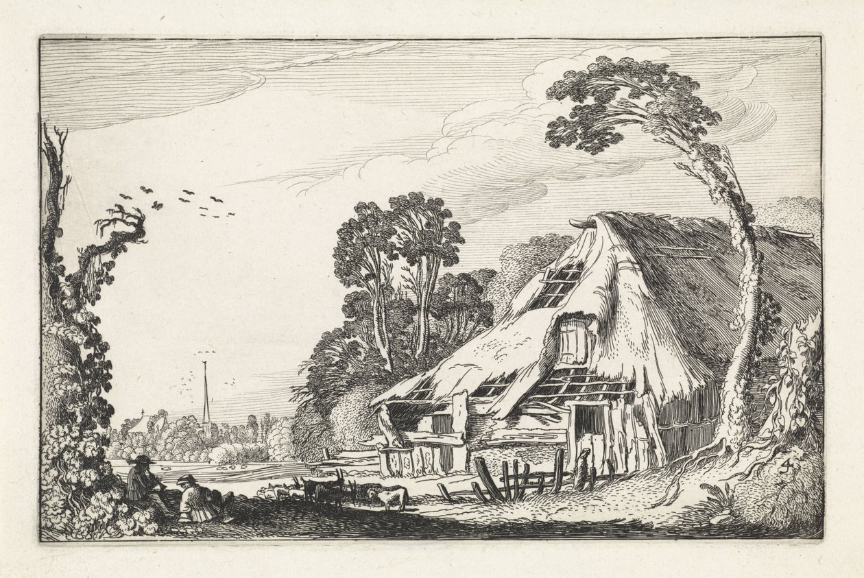 Figuren bei einer verfallenen Scheune von Jan van de Velde (II)