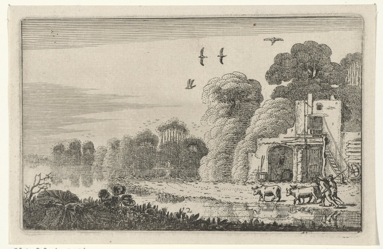 Figuren mit Kühen bei einer Ruine von Jan van de Velde (II)