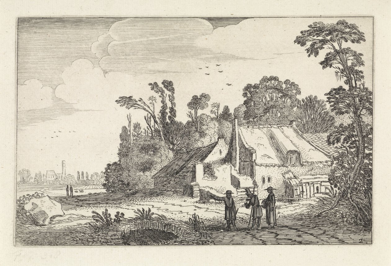 Figuren auf einem Landweg bei einem Bauernhof von Jan van de Velde (II)