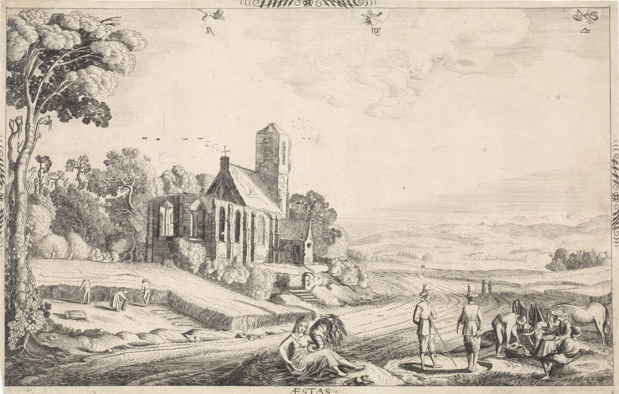Landschaft mit Getreideernte von Jan van de Velde (II)